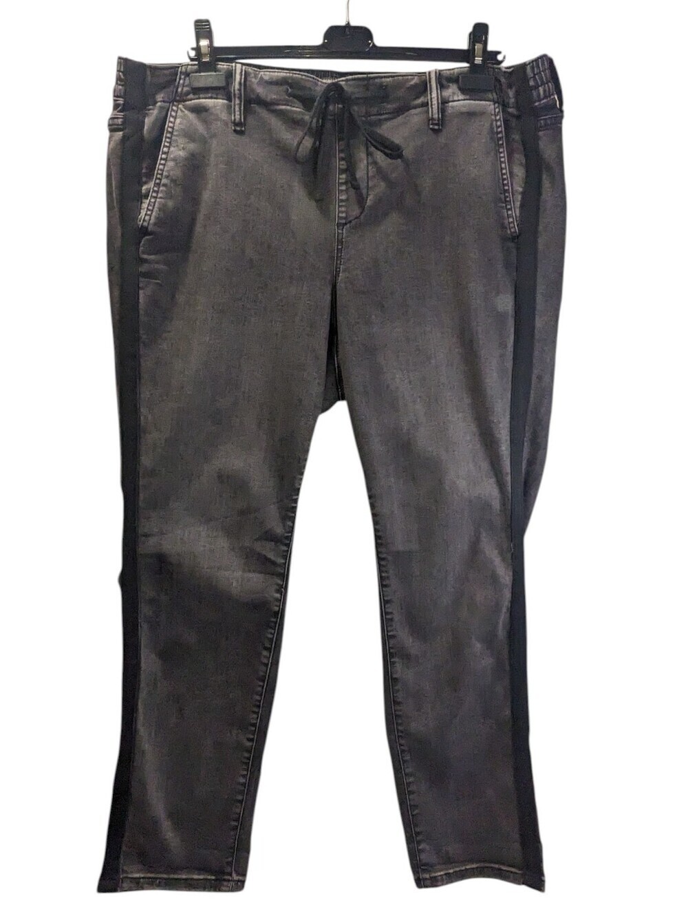 Torrid charcoal gray straight leg jeans with black Tuxedo Stripe On Both Sides 2